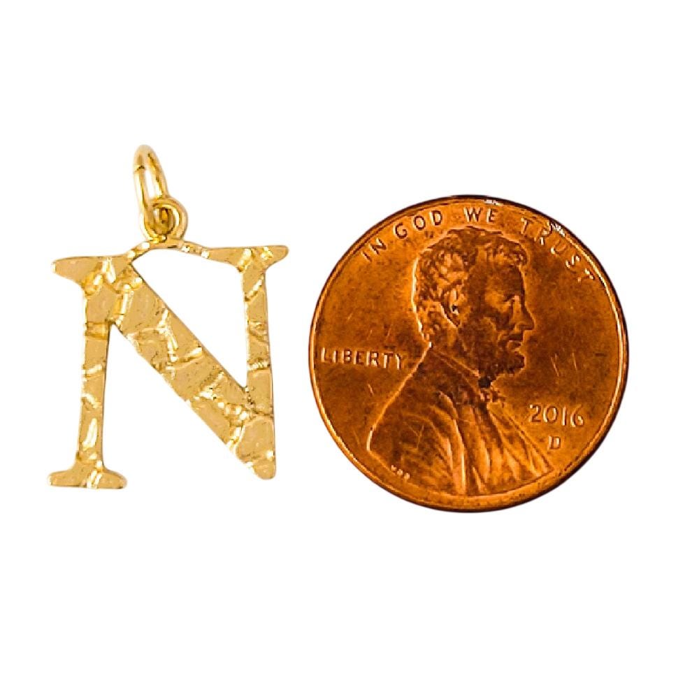 A to Z Any Any One 14K Yellow Gold Nugget Finish Letter Pendant Charm