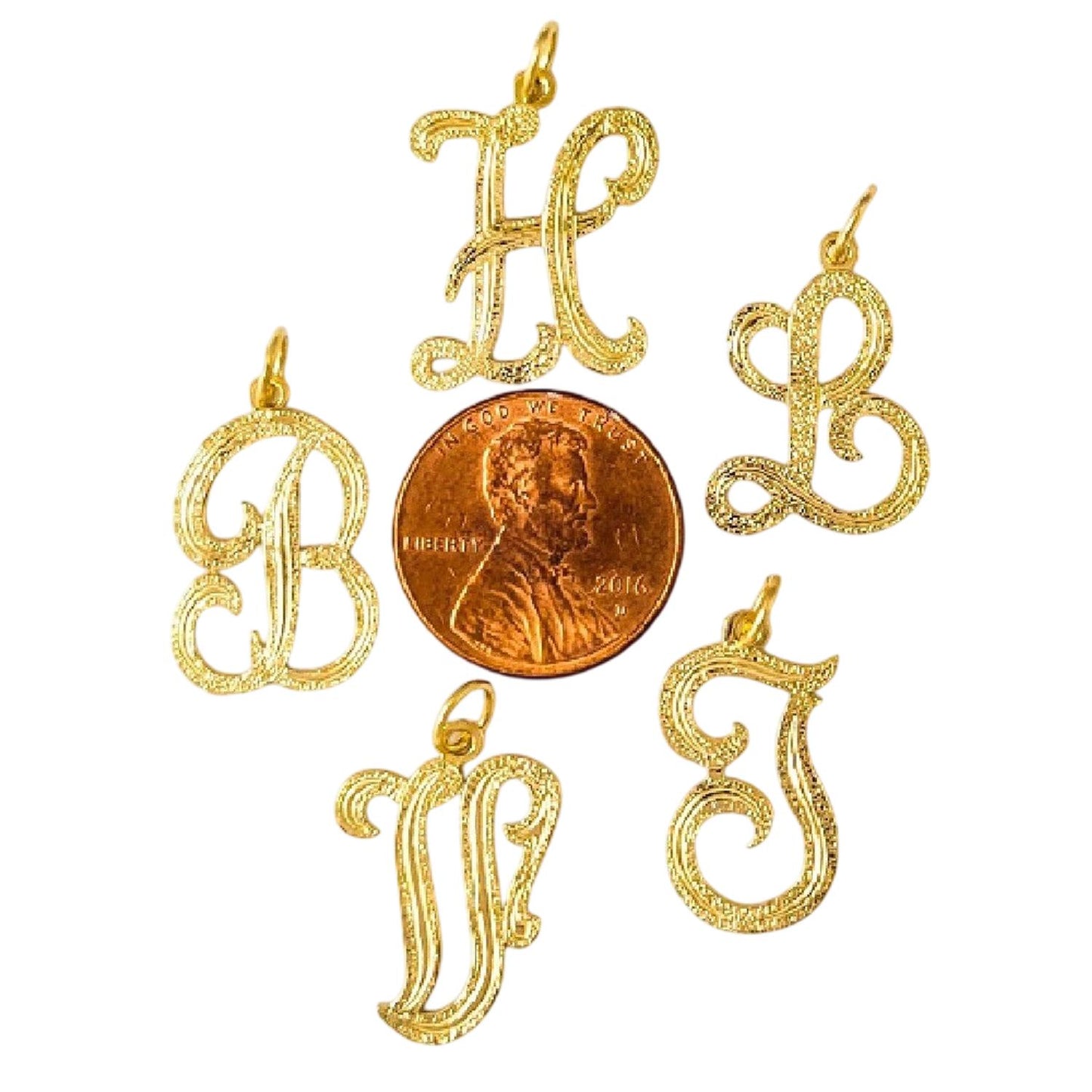 A to Z Any Any One 14K Yellow Gold Letter Pendant Charm