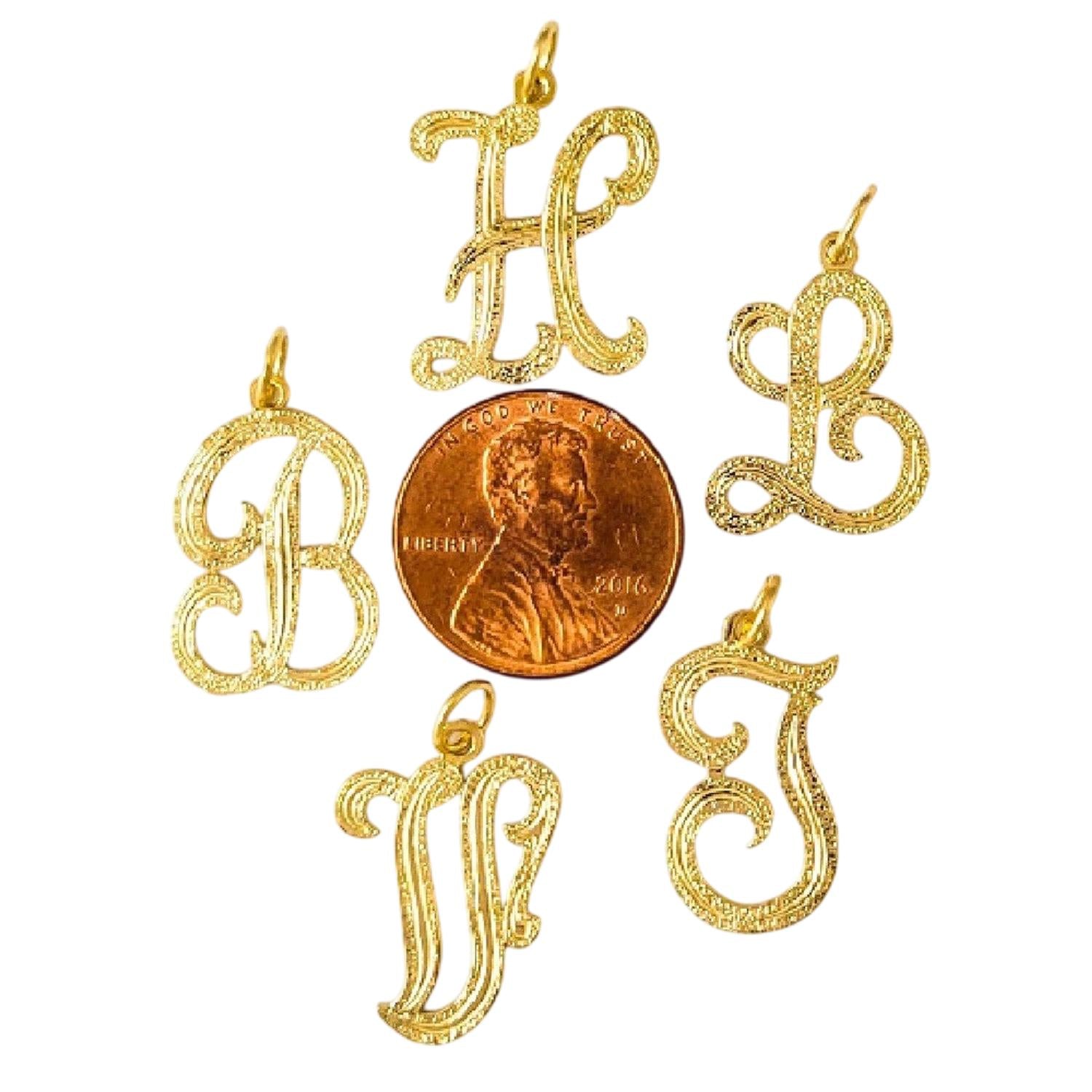 A to Z Any Any One 14K Yellow Gold Letter Pendant Charm