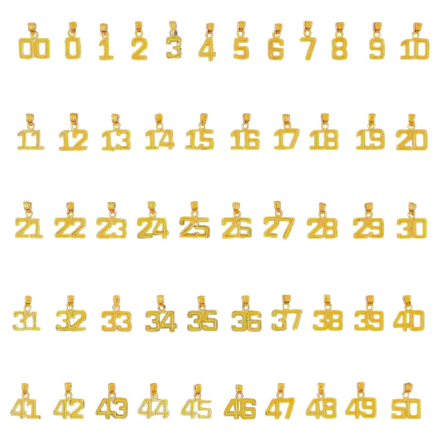 Small 0 to 50 Any One 14K Yellow Gold Number Pendant