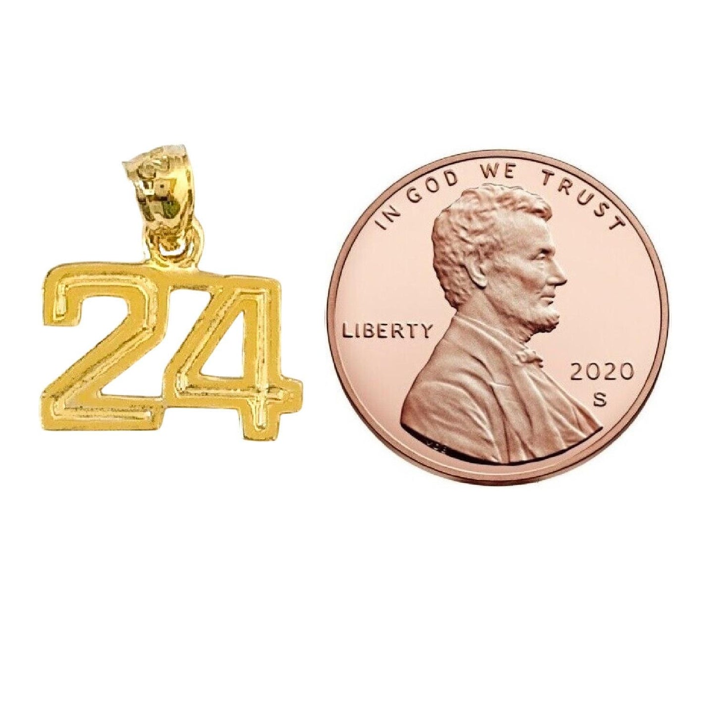 Small 0 to 50 Any One 14K Yellow Gold Number Pendant