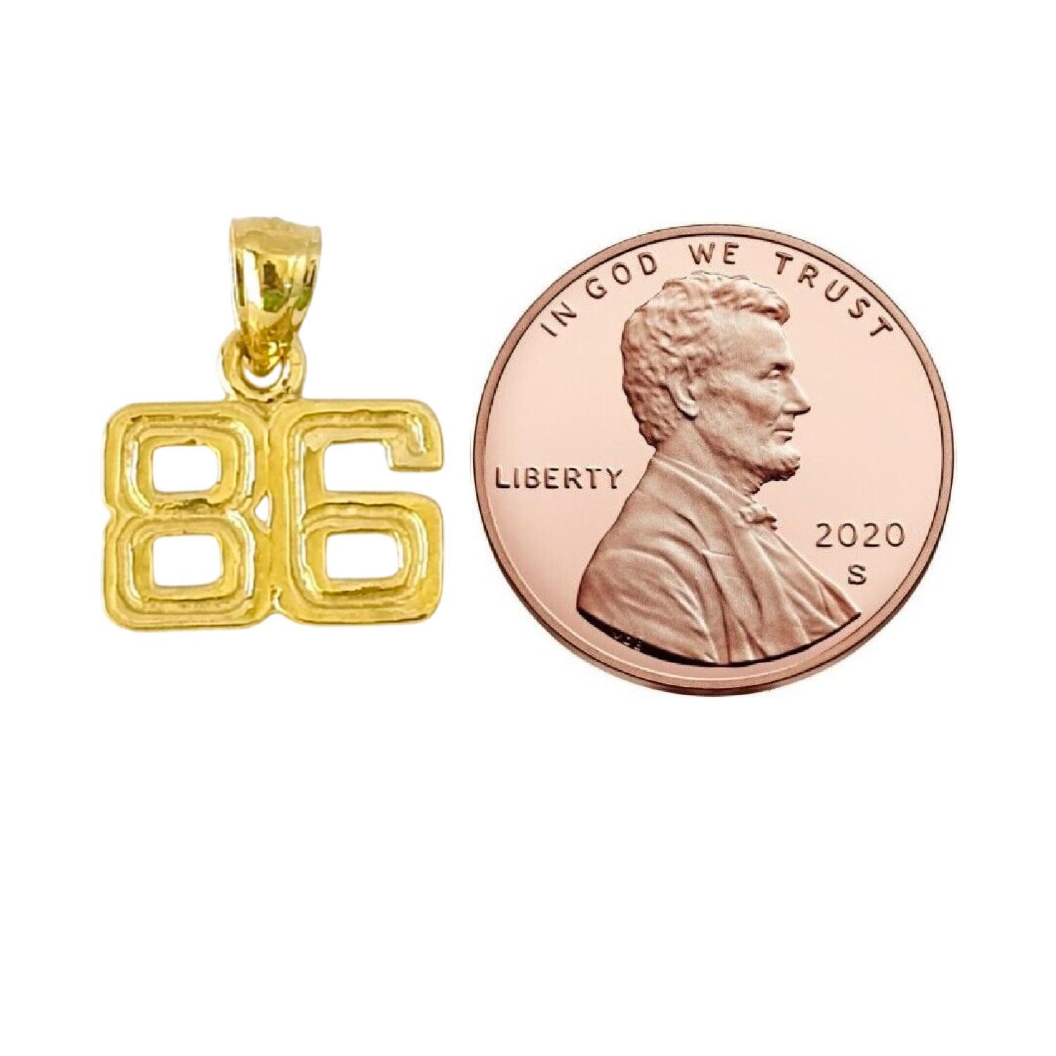 Small 51 to 100 Any One 14K Yellow Gold Number Pendant