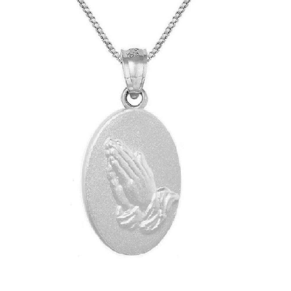 925 Sterling Silver Necklace w/ Praying Hands Pendant Charm