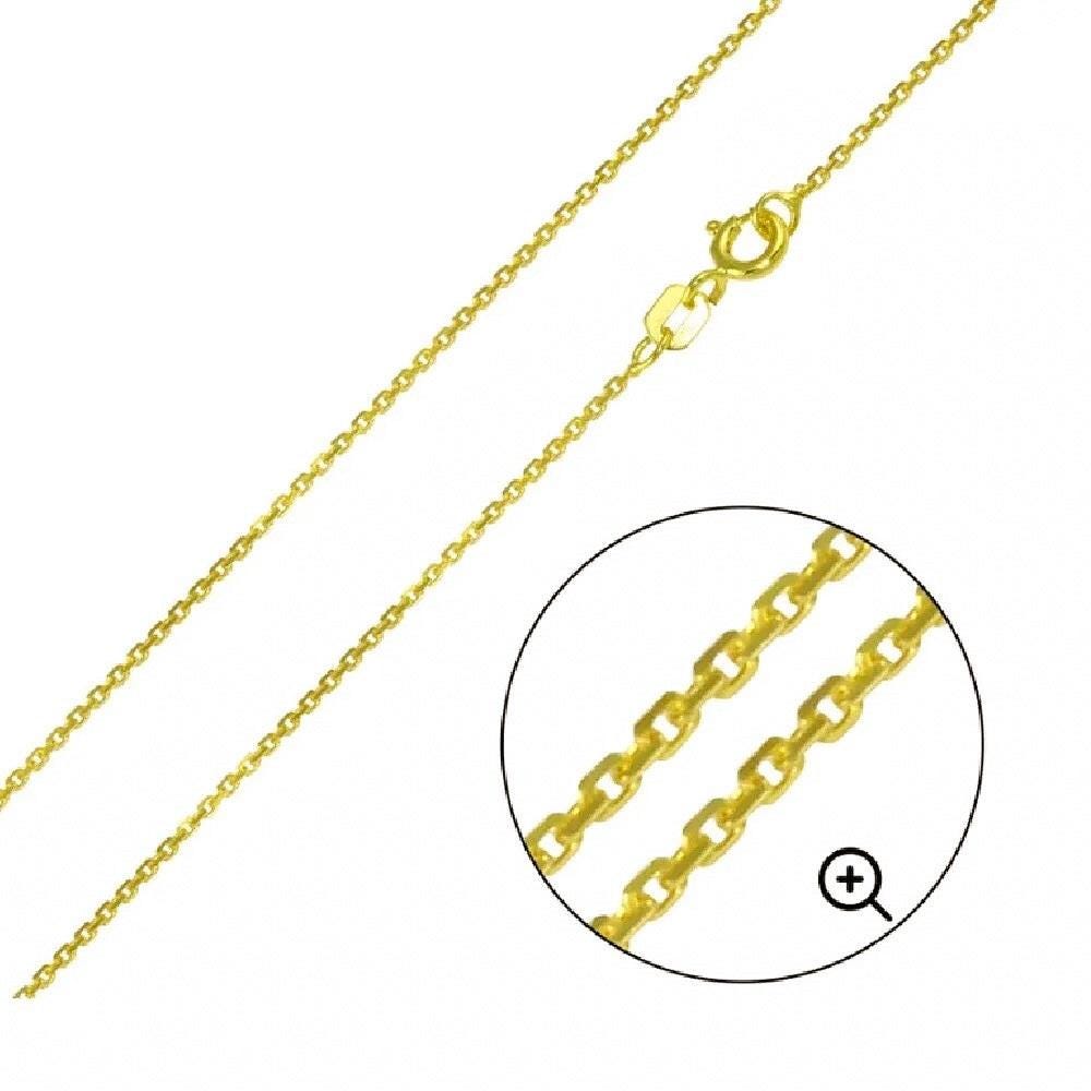 925 Sterling Silver Yellow Gold Plated 1mm Cable Chain Necklace w/ Razor Blade Pendant