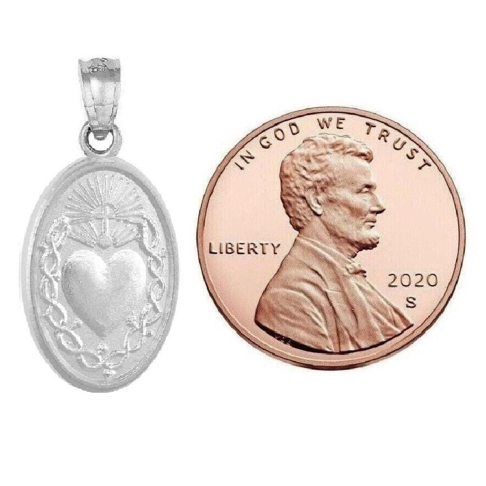 925 Sterling Silver Necklace w/ Sacred Heart of Jesus Pendant Charm