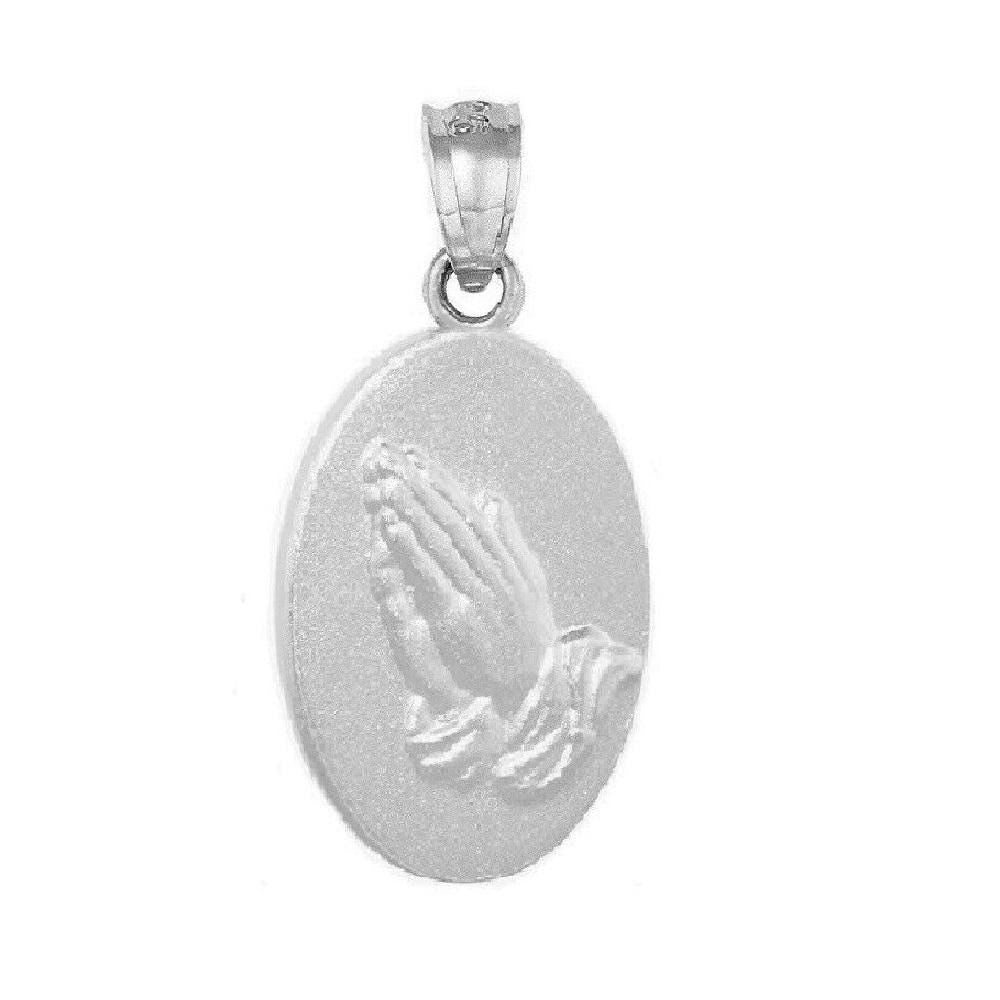 925 Sterling Silver Necklace w/ Praying Hands Pendant Charm