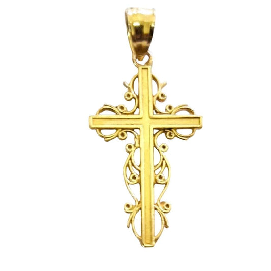 14K Yellow Gold Filigree Cross Pendant