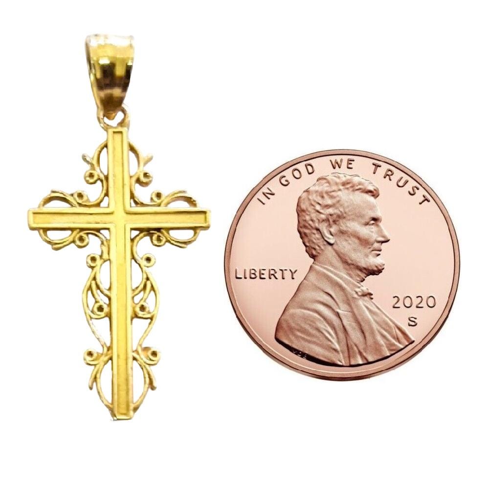 14K Yellow Gold Filigree Cross Pendant