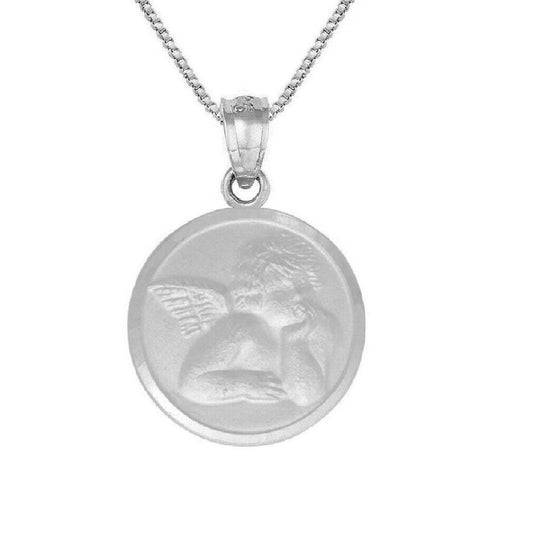 925 Sterling Silver Necklace w/ Guardian Angel Pendant Charm