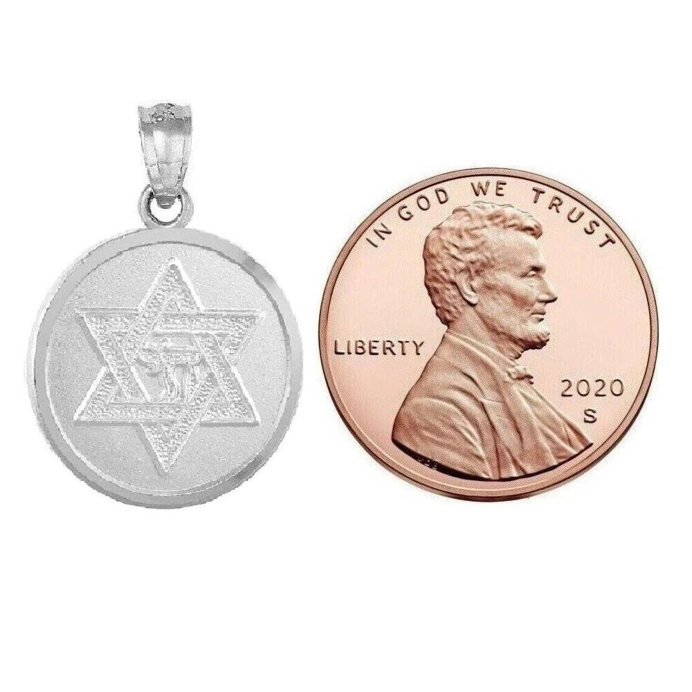 925 Sterling Silver Necklace w/ Star of David with Chai Pendant Charm
