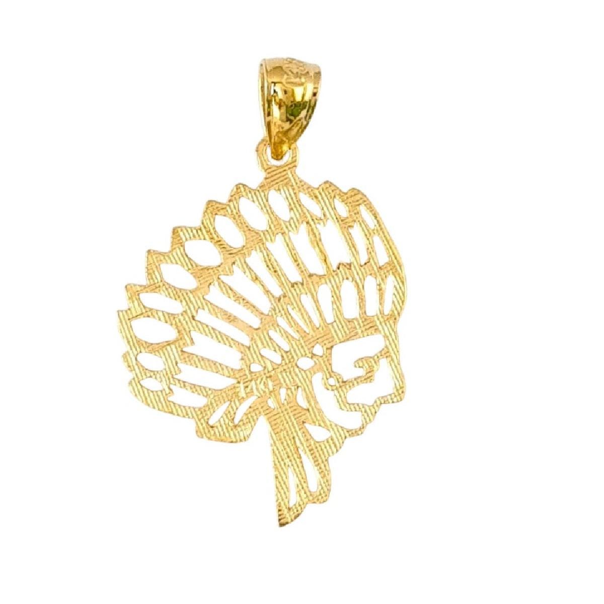 14K Yellow Gold Indian Chief Pendant