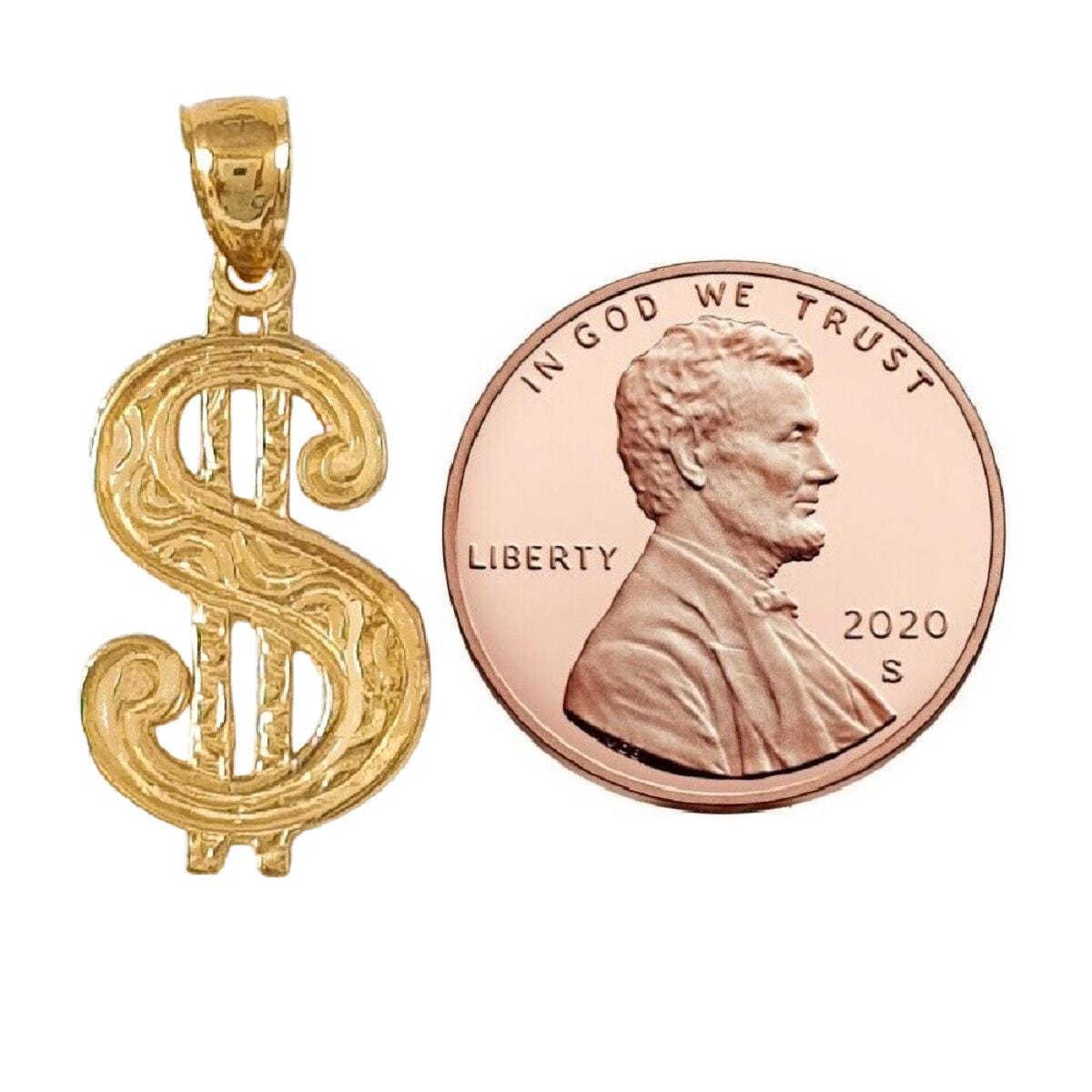 14K Yellow Gold Dollar Sign Pendant