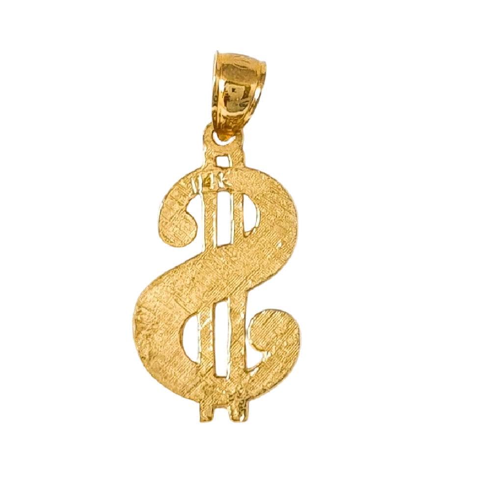 14K Yellow Gold Dollar Sign Pendant