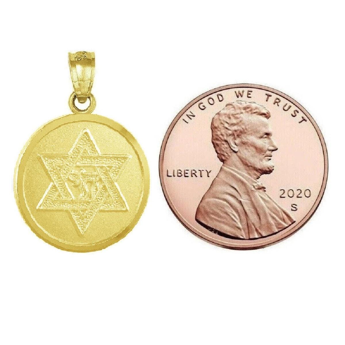 925 Sterling Silver Yellow Gold Plated Necklace w/ Star of David Chai Pendant Charm