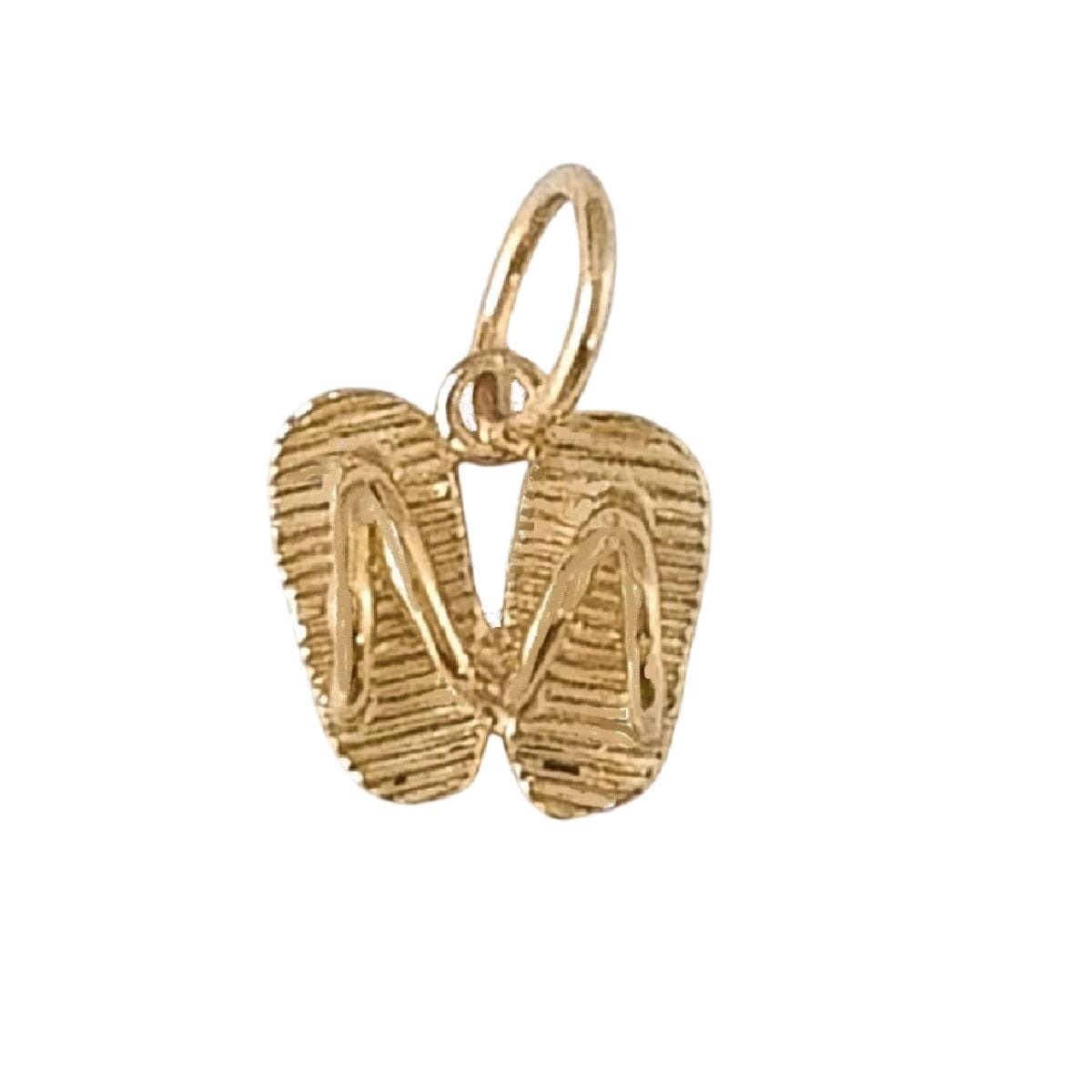 14K Yellow Gold Small Flip Flops 3D Pendant