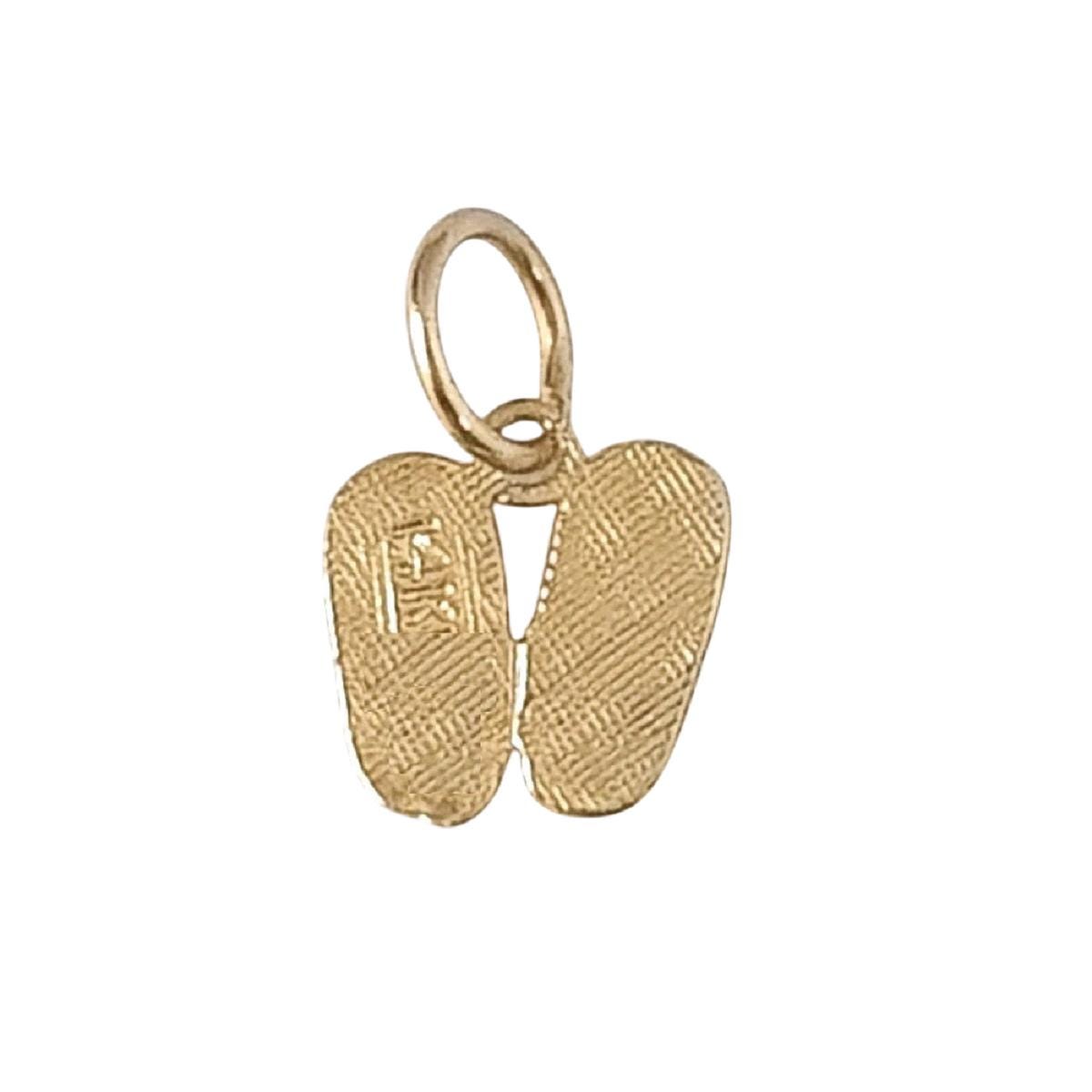 14K Yellow Gold Small Flip Flops 3D Pendant