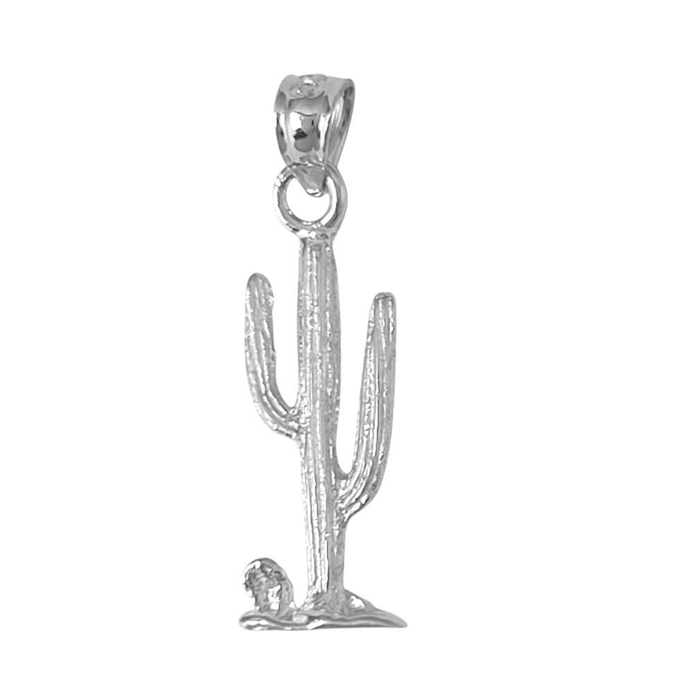 925 Sterling Silver Necklace w/ Cactus 3D Solid Pendant