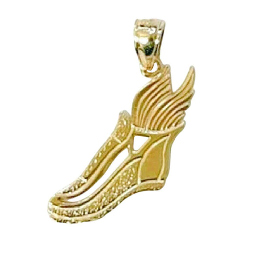 14K Yellow Gold Winged Shoe Pendant