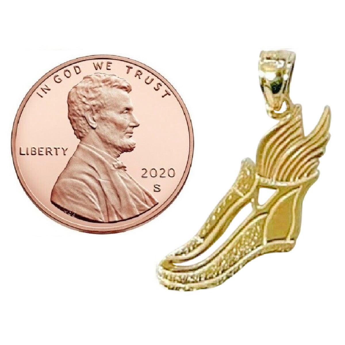 14K Yellow Gold Winged Shoe Pendant