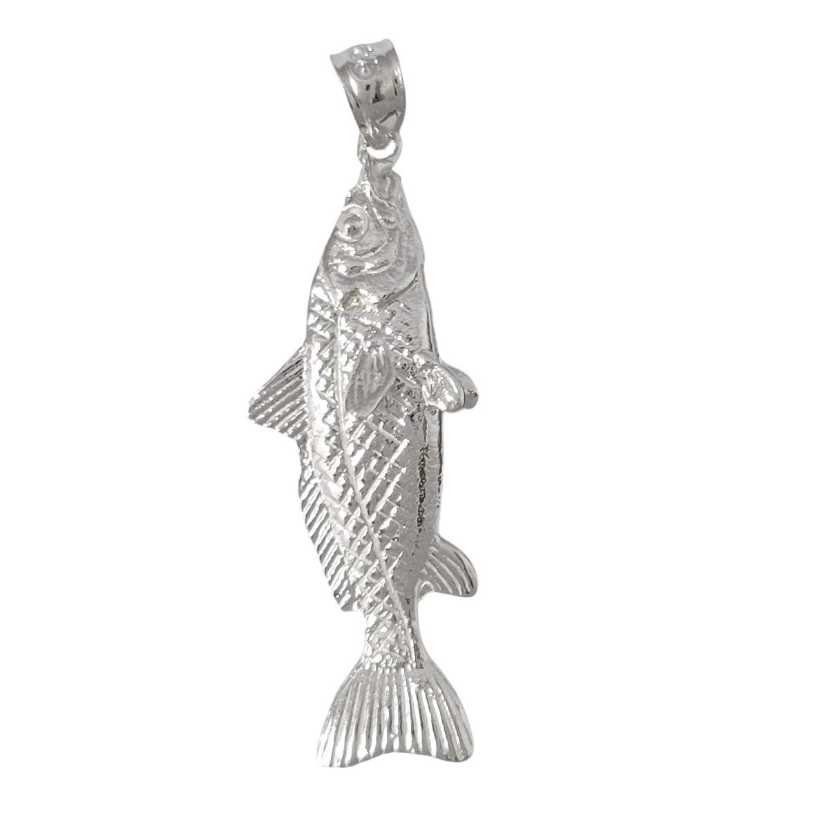 925 Sterling Silver Necklace w/ Salmon Fish 3D Solid Pendant
