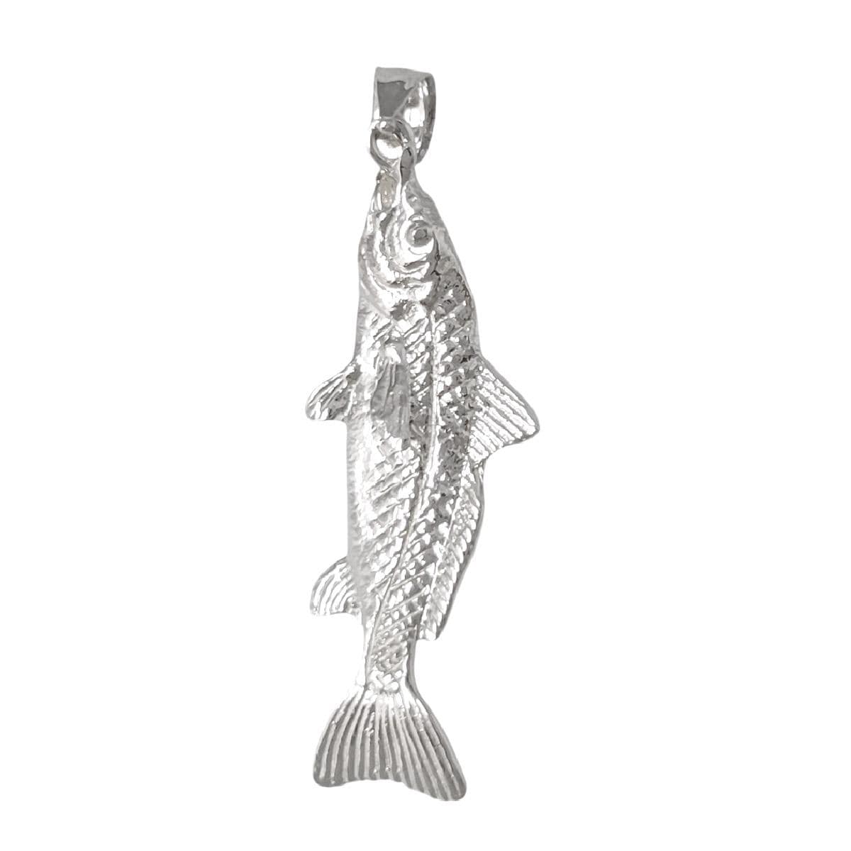 925 Sterling Silver Necklace w/ Salmon Fish 3D Solid Pendant