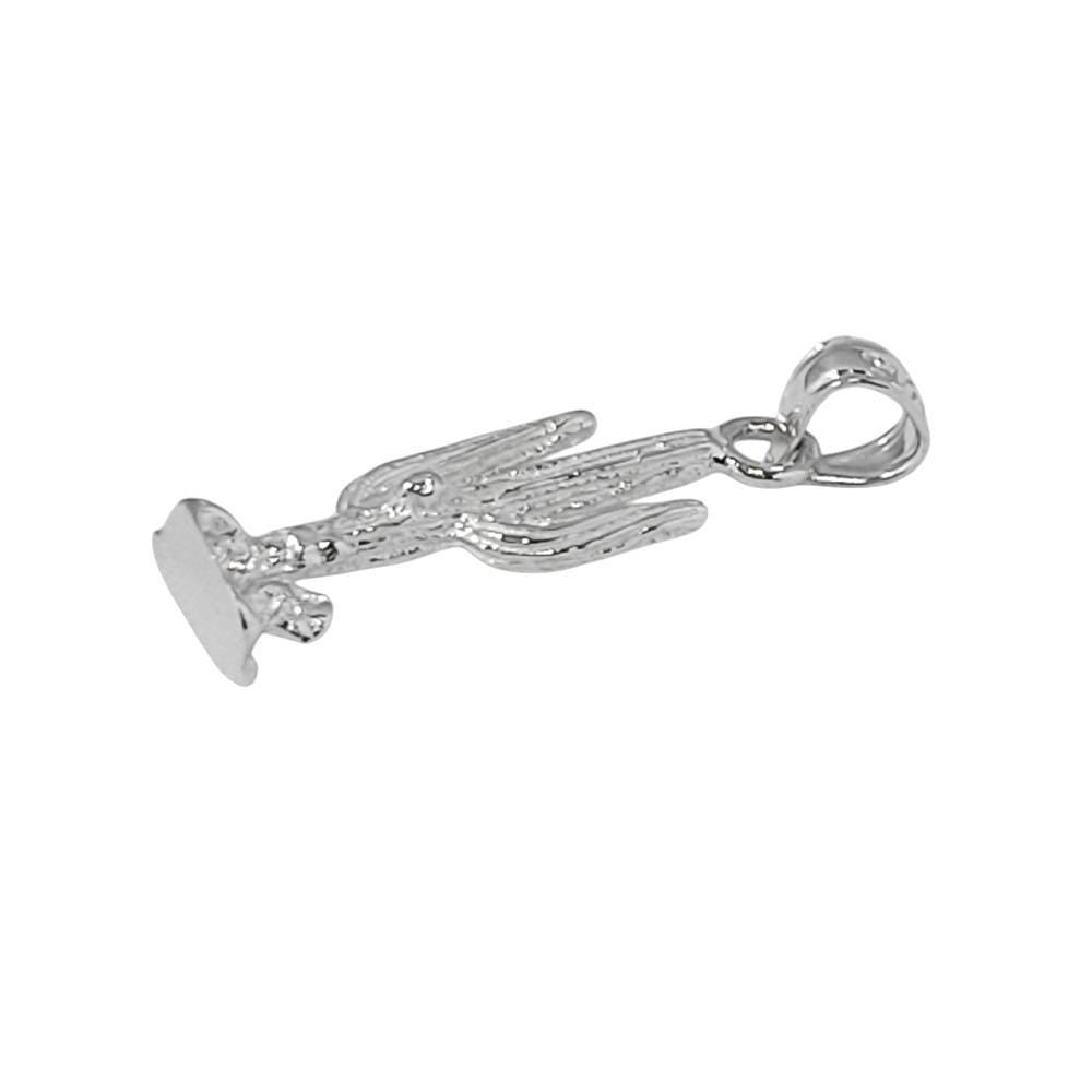925 Sterling Silver Necklace w/ Cactus 3D Solid Pendant