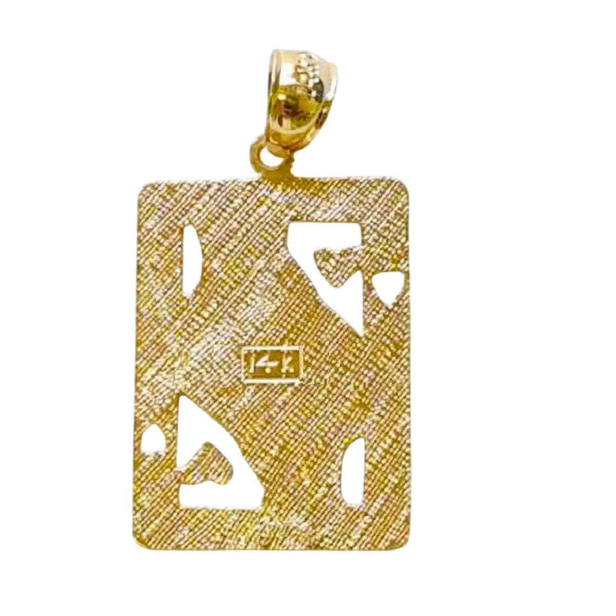14K Yellow Gold Queen of Hearts Playing Card Pendant