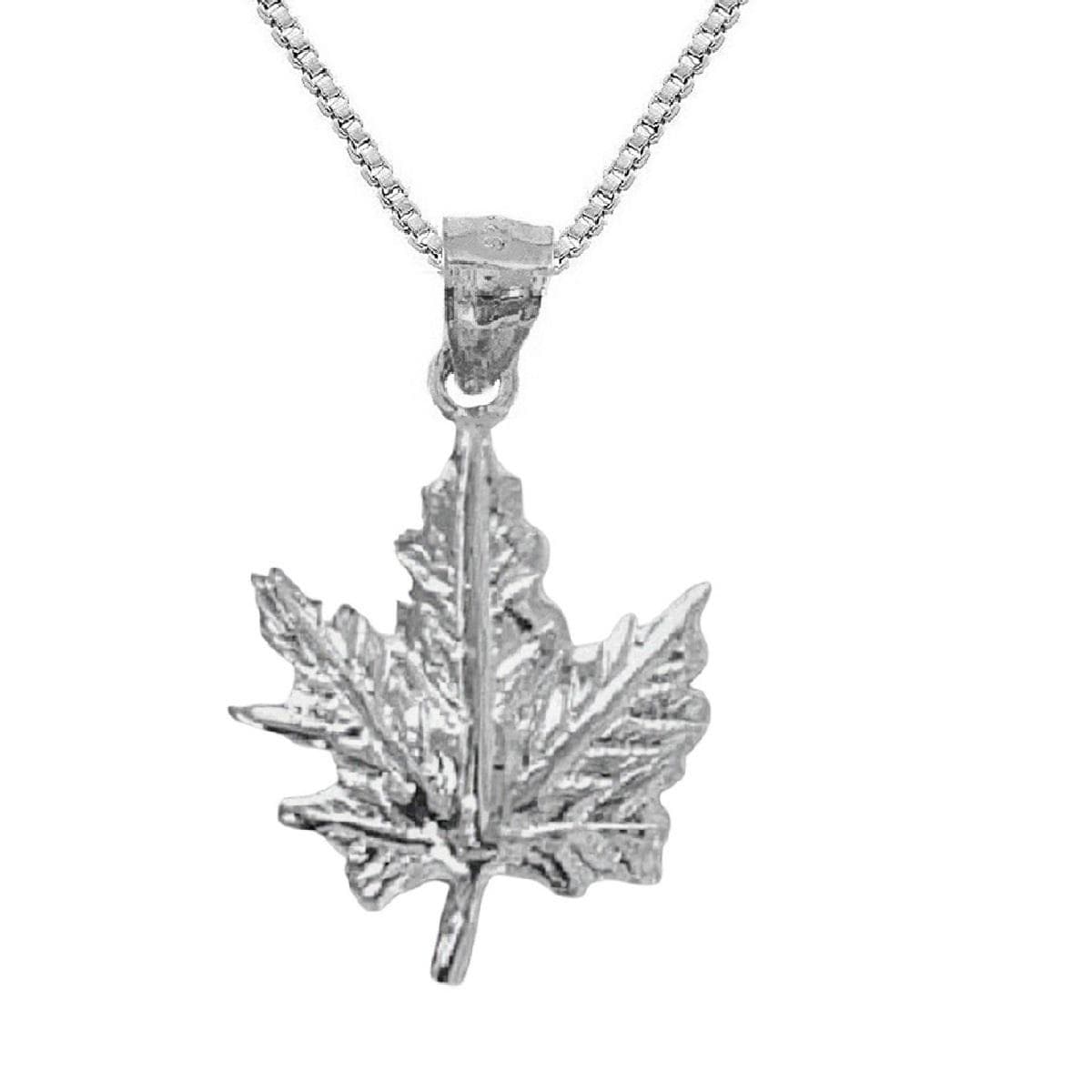 925 Sterling Silver Necklace w/ Maple Leaf Pendant Charm
