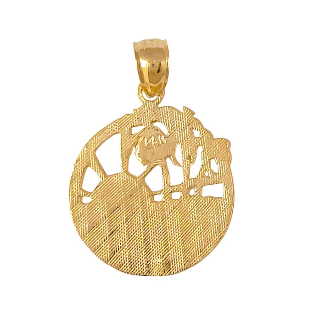 14K Yellow Gold Beach Scene Palm Tree Pendant