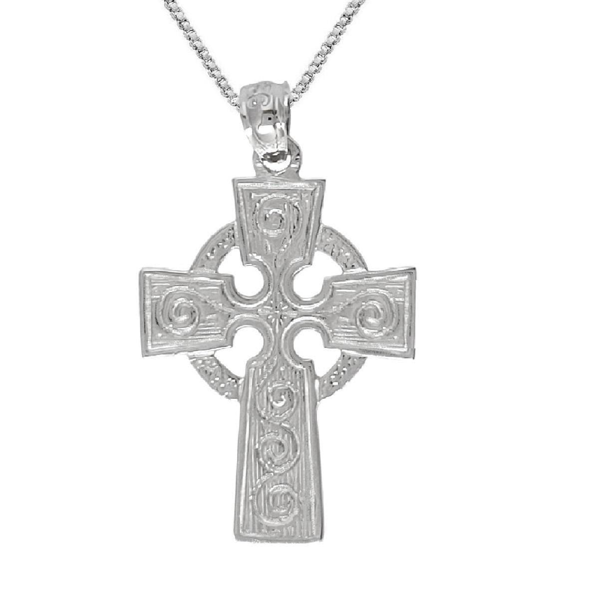 925 Sterling Silver Necklace w/ Celtic Cross Pendant Charm