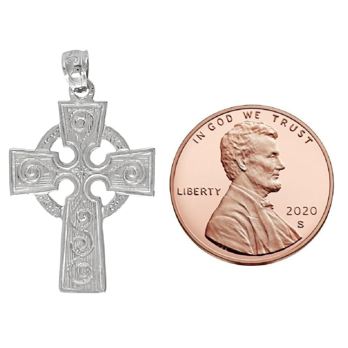 925 Sterling Silver Necklace w/ Celtic Cross Pendant Charm