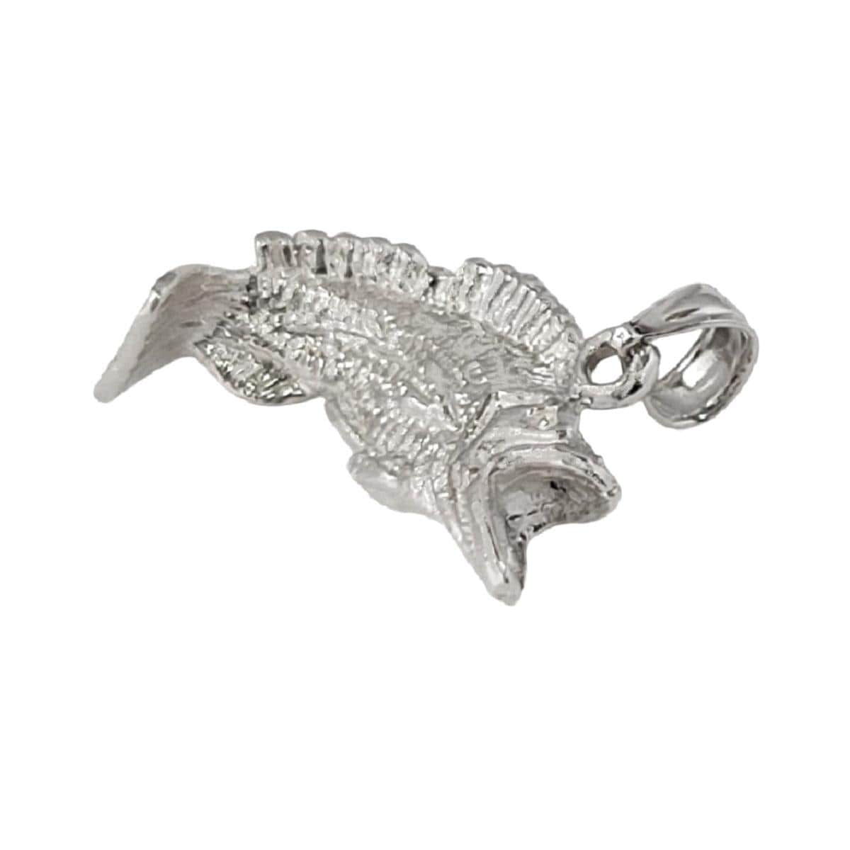 925 Sterling Silver Necklace w/ Bass Fish 3D Solid Pendant
