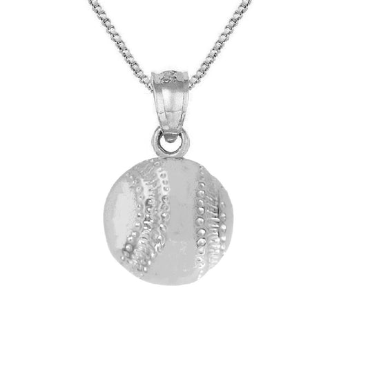 925 Sterling Silver Necklace w/ Baseball Pendant Charm