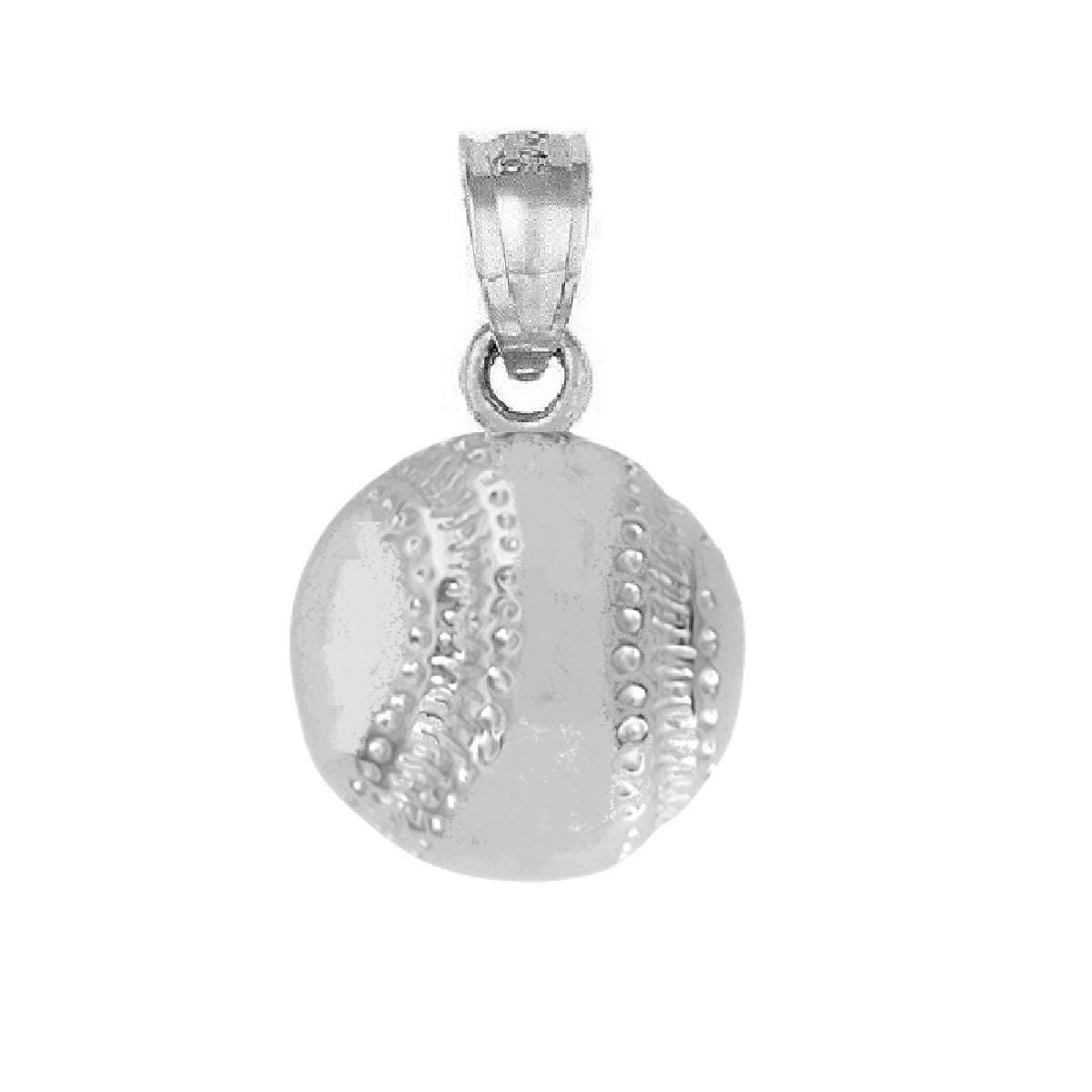 925 Sterling Silver Necklace w/ Baseball Pendant Charm