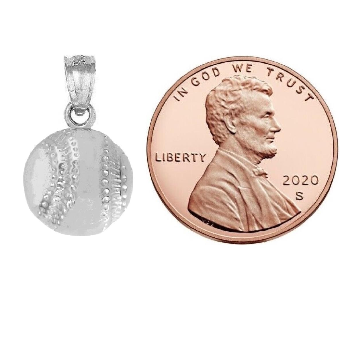 925 Sterling Silver Necklace w/ Baseball Pendant Charm