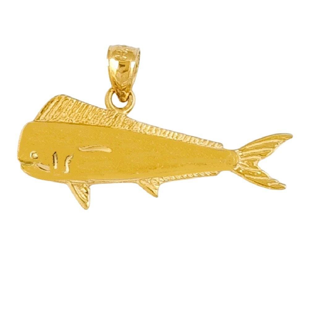 14K Yellow Gold Mahi Mahi Fish Pendant