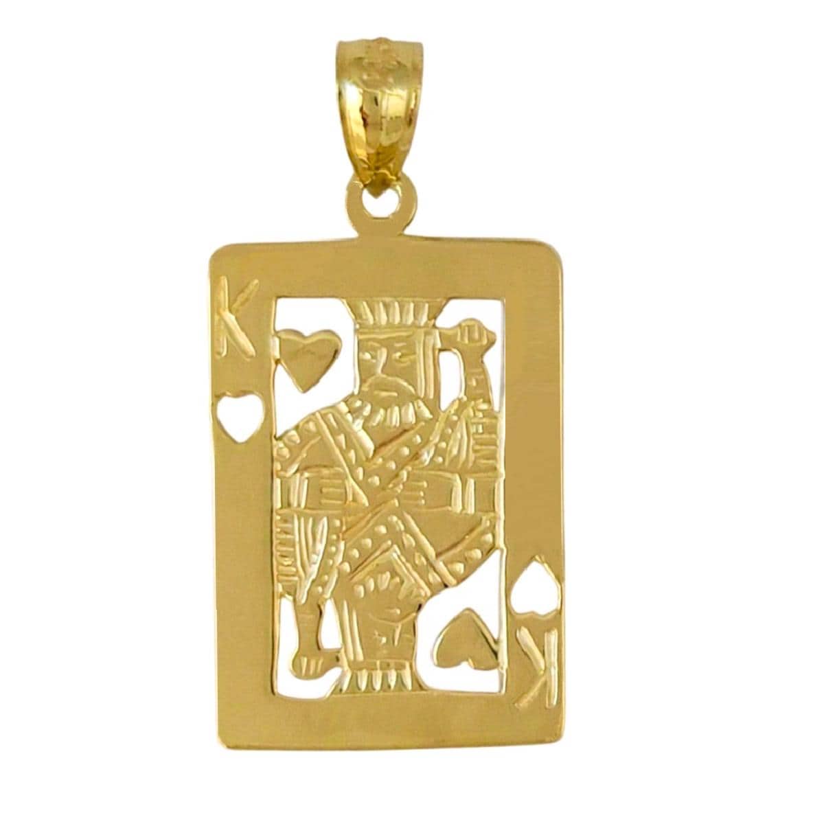 14K Yellow Gold King of Hearts Playing Card Pendant