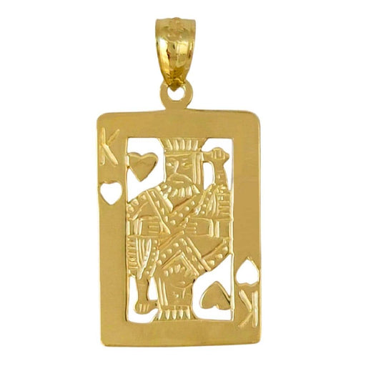 14K Yellow Gold King of Hearts Playing Card Pendant