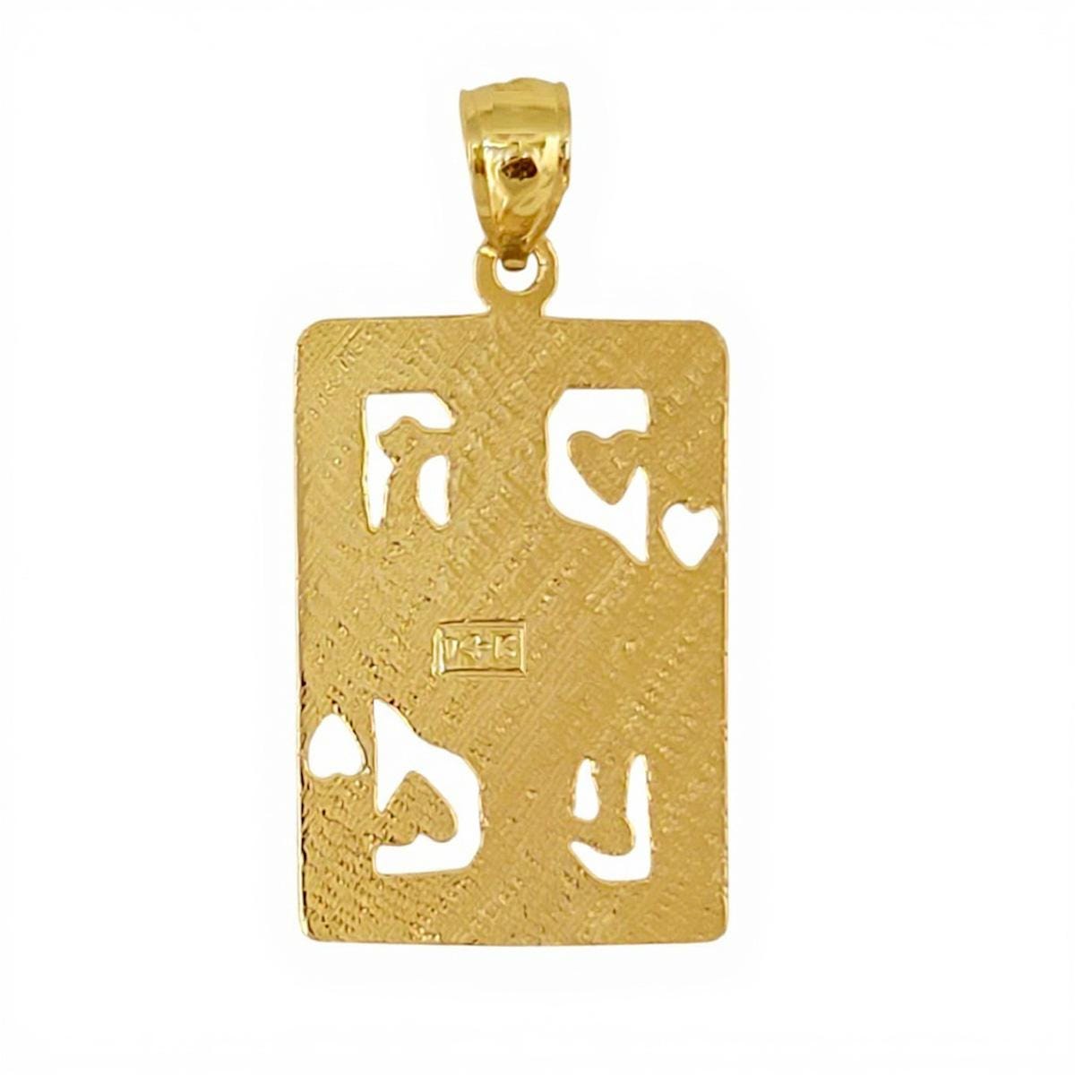 14K Yellow Gold King of Hearts Playing Card Pendant