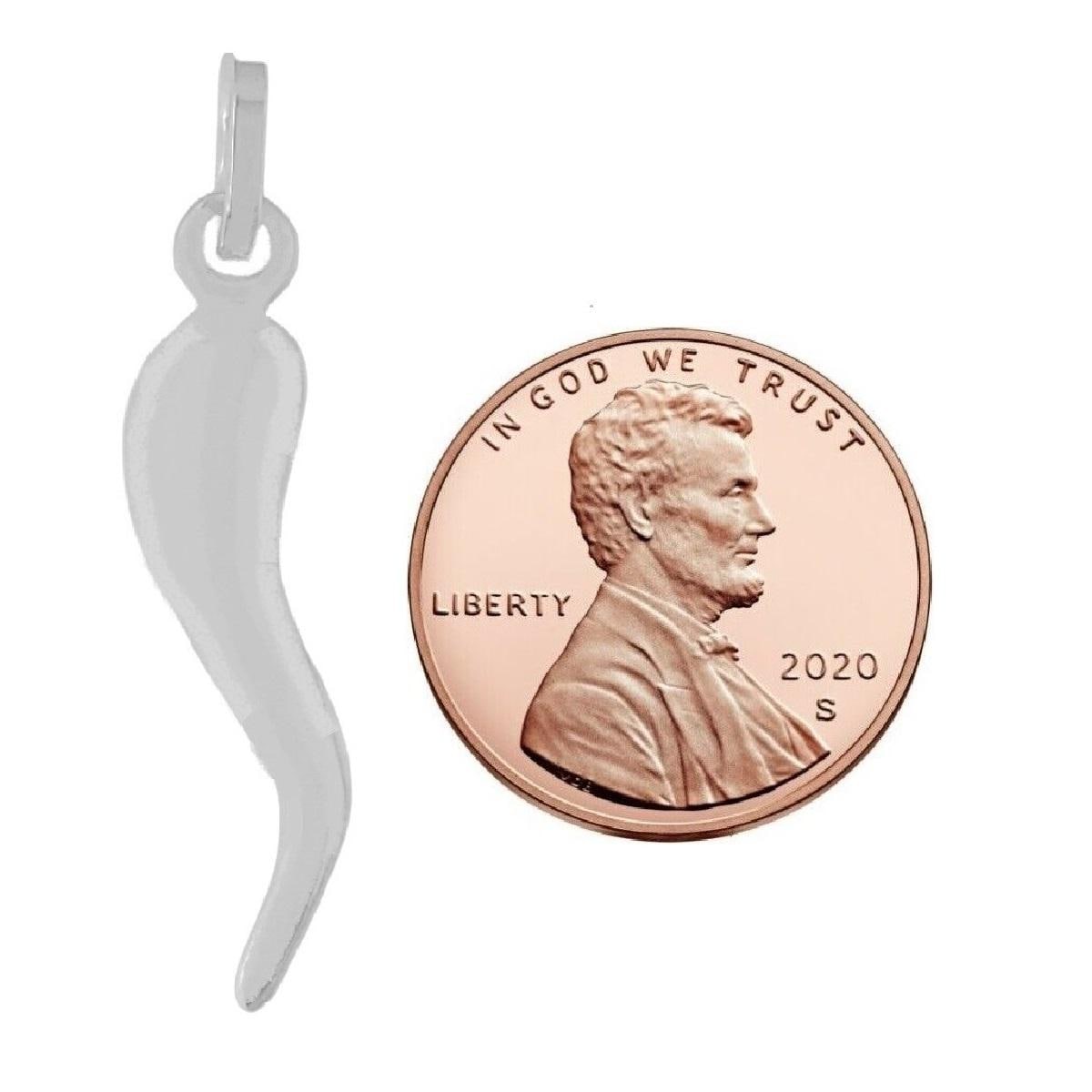 925 Sterling Silver Necklace w/ Horn 3D (3 Dimensional) Pendant Charm