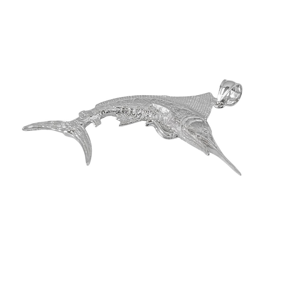 925 Sterling Silver Marlin Fish 3D (3 Dimensional) Solid Pendant