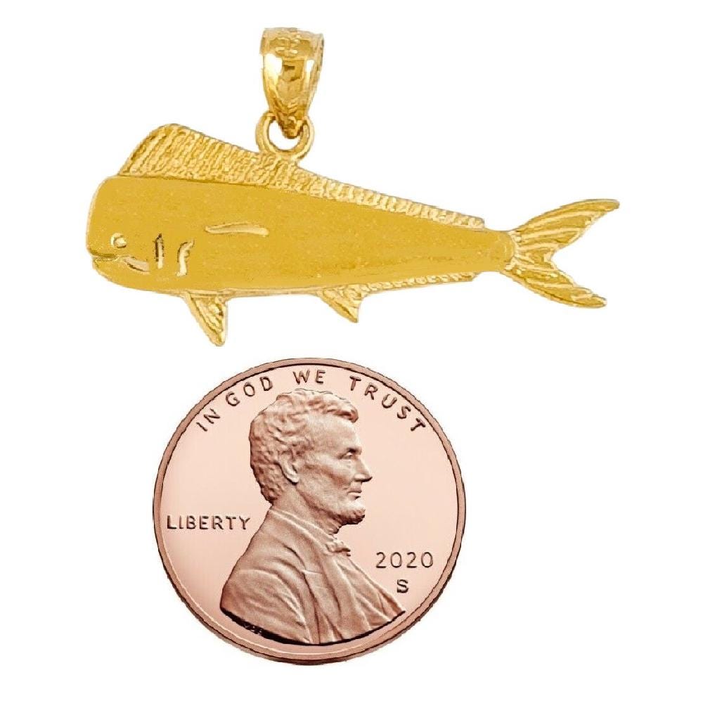 14K Yellow Gold Mahi Mahi Fish Pendant