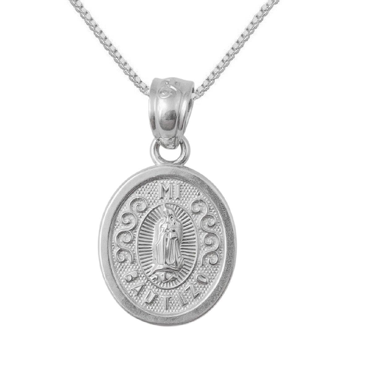 SMALL 925 Sterling Silver Necklace w/ Mi Bautizo (My Baptism) Charm