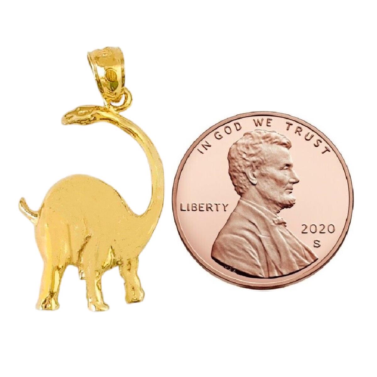 14K Yellow Gold Brontosaurus Dinosaur Pendant