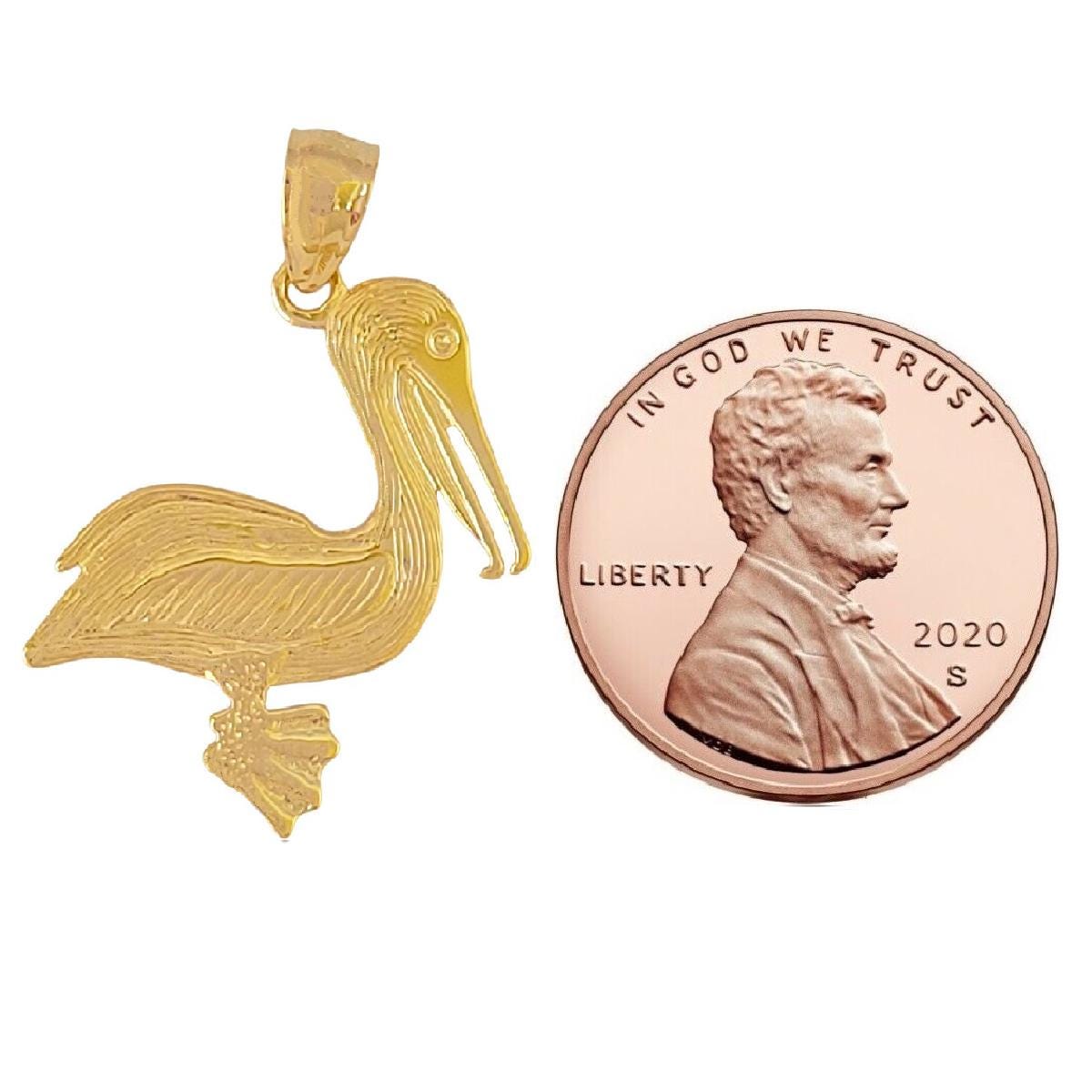 14k Yellow Gold Pelican Pendant