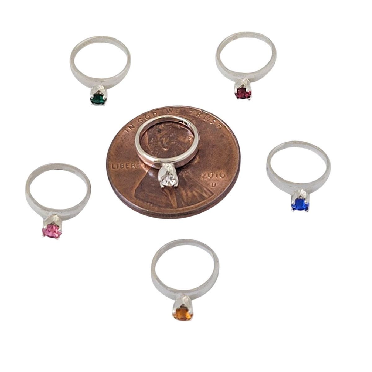 Sterling Silver Birthstone Ring Pendant Charm w/ Colored CZ Stone or Pearl