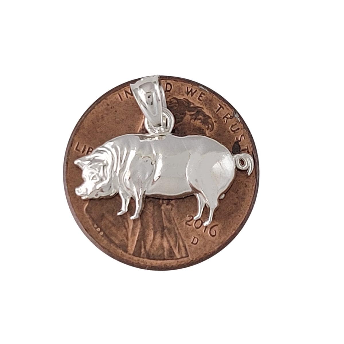 SMALL 925 Sterling Silver Necklace w/ Pig Charm Pendant