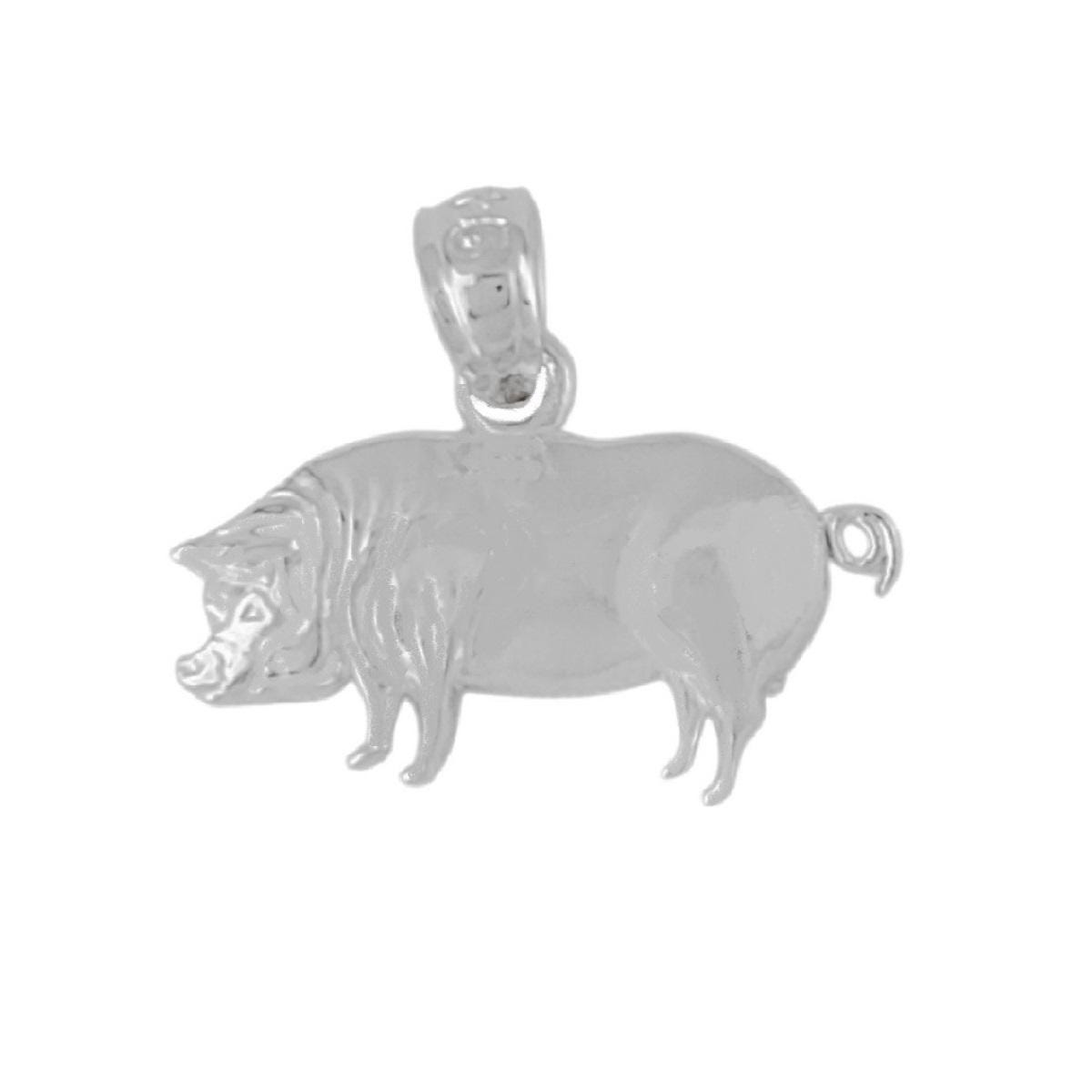 SMALL 925 Sterling Silver Necklace w/ Pig Charm Pendant
