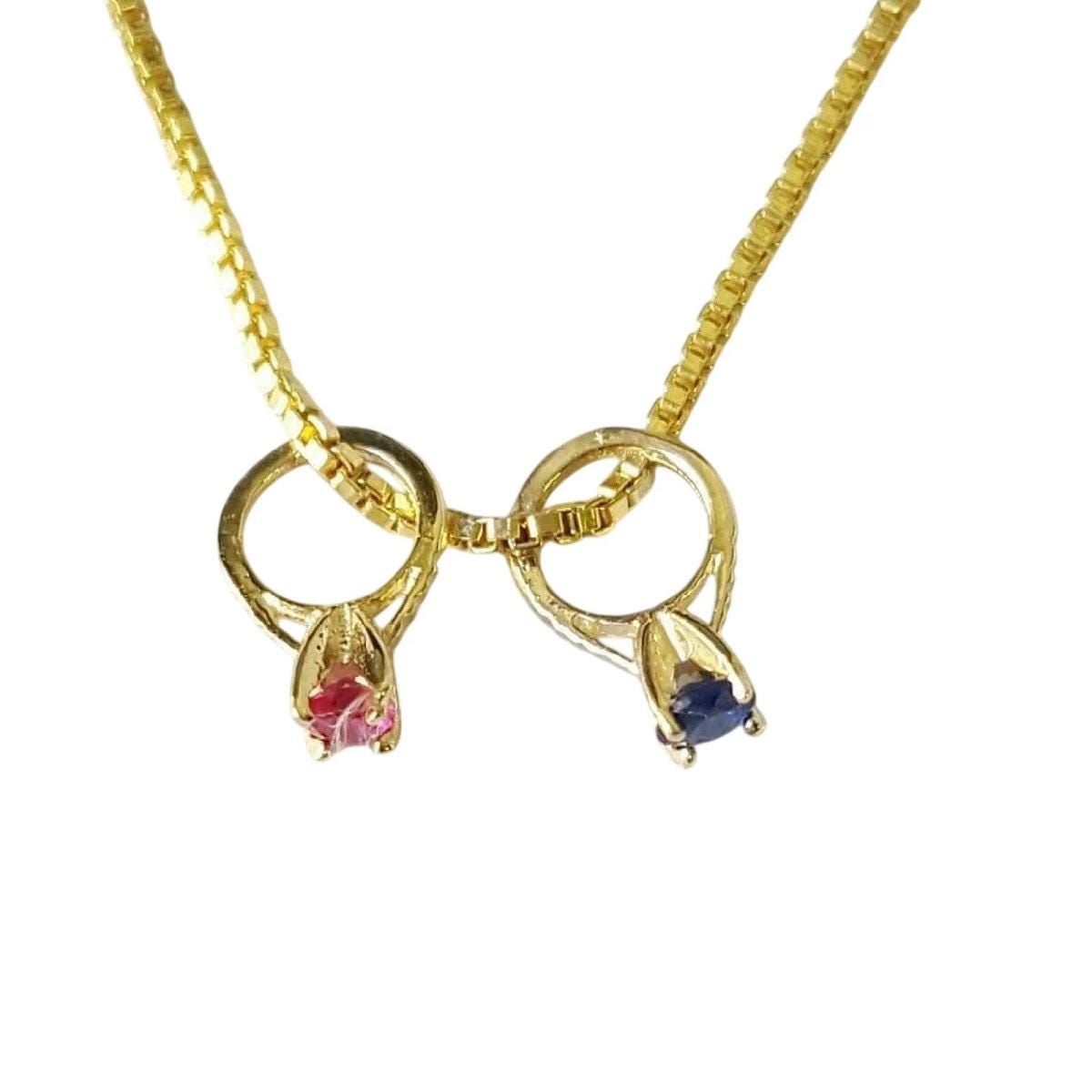Real 14K Yellow Gold Small Ring Charm Pendant w/ Pearl or Birthstone Colored Cubic Zirconia Stone