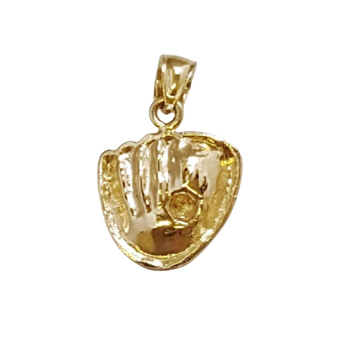 14k Yellow Gold Baseball Mitt Glove with Ball Pendant